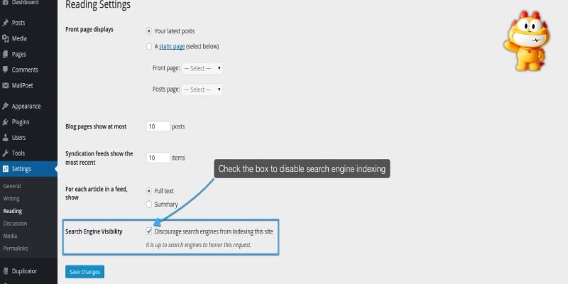 Kiểm tra chế độ hiển thị của WordPress